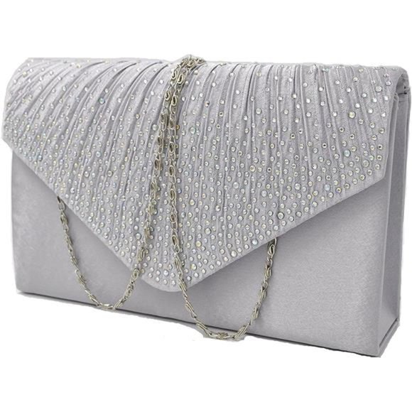 Envelope Evening Clutch Crossbody Bags Classic Wedding Party Shoulder Bag Womens - Picture 5 of 6